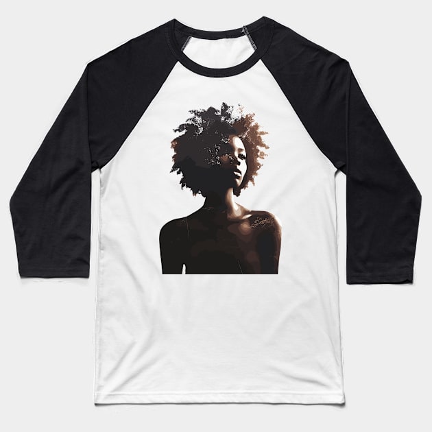 Afrocentric Woman Nature Baseball T-Shirt by Graceful Designs